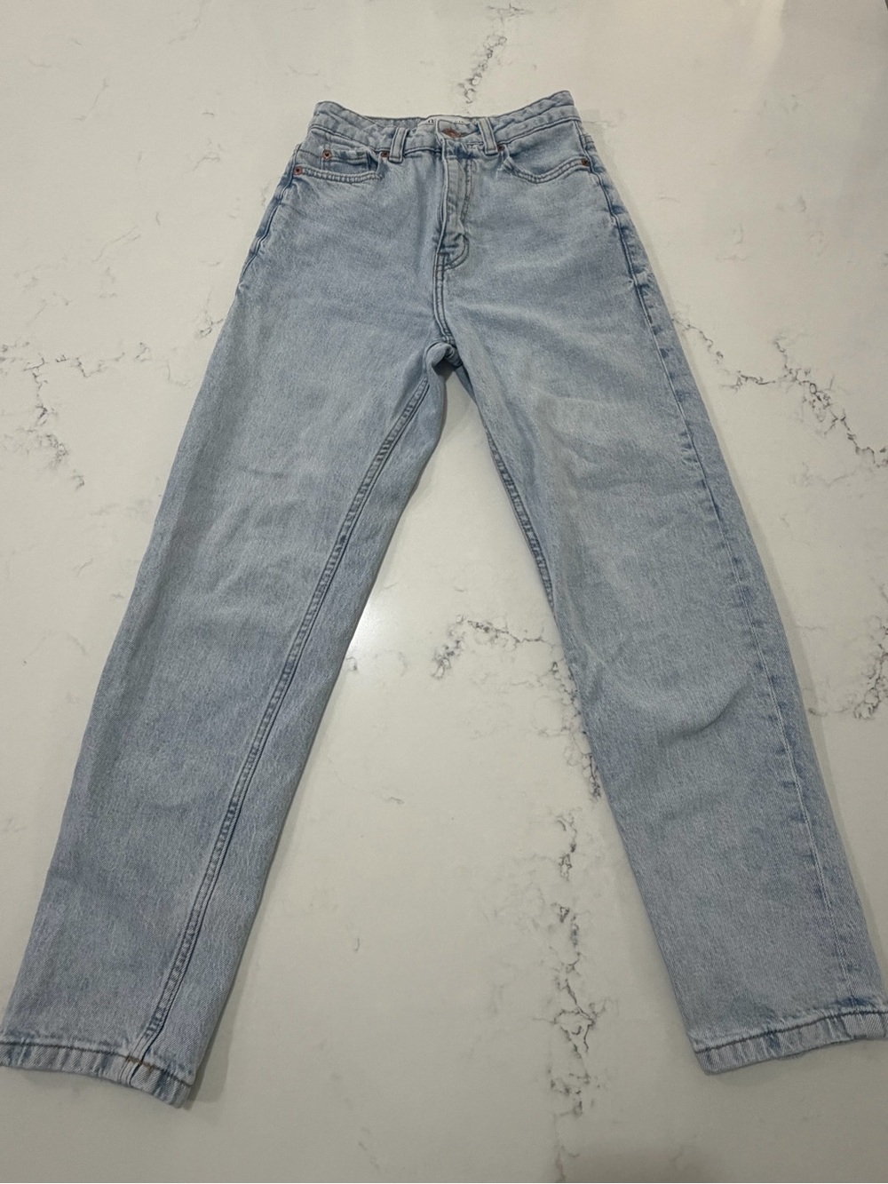 ZARA Light Wash High Rise Straight Leg Denim Jeans - Size 0 (US)